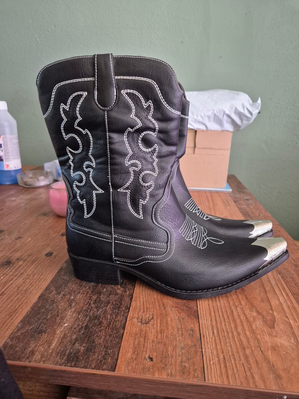 cowboy laarzen, Ophalen, Hoge laarzen, Zwart, Nieuw