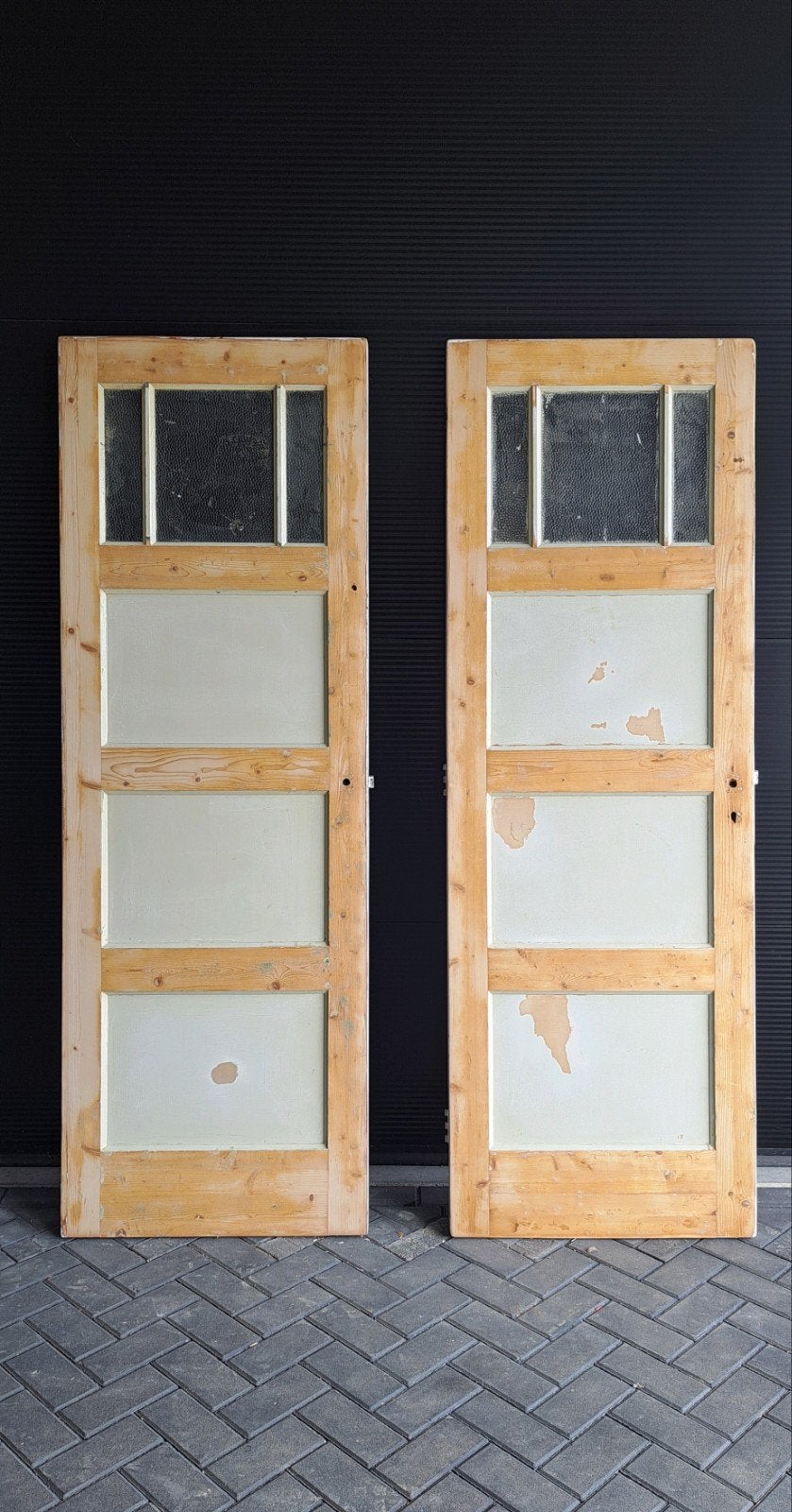 2 Jaren 30 deuren 72,5 x 211,5 cm. Kaal gemaakt en geschuurd, Ophalen of Verzenden, Binnendeur, 200 tot 215 cm