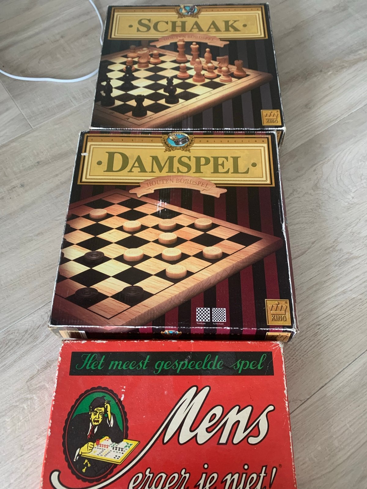 Schaak, Damspel & Mens Erger Je Niet! - Bordspellen Set, Een of twee spelers, Ophalen of Verzenden, Zo goed als nieuw