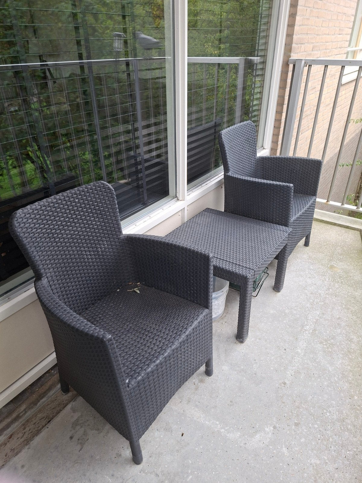 Tuinset met 2 Stoelen en Bijzettafel, Gebruikt, Bijzettafel, Wicker, Tuinset