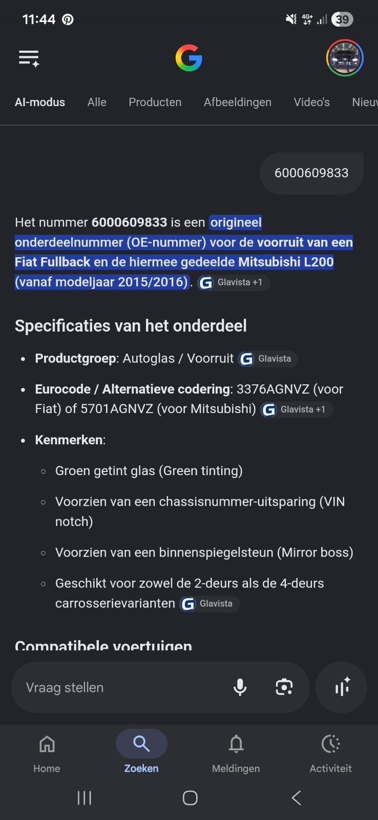 Voorruit Fiat Fullback Mitsubishi L200 nieuw, Ophalen, Nieuw, Mitsubishi