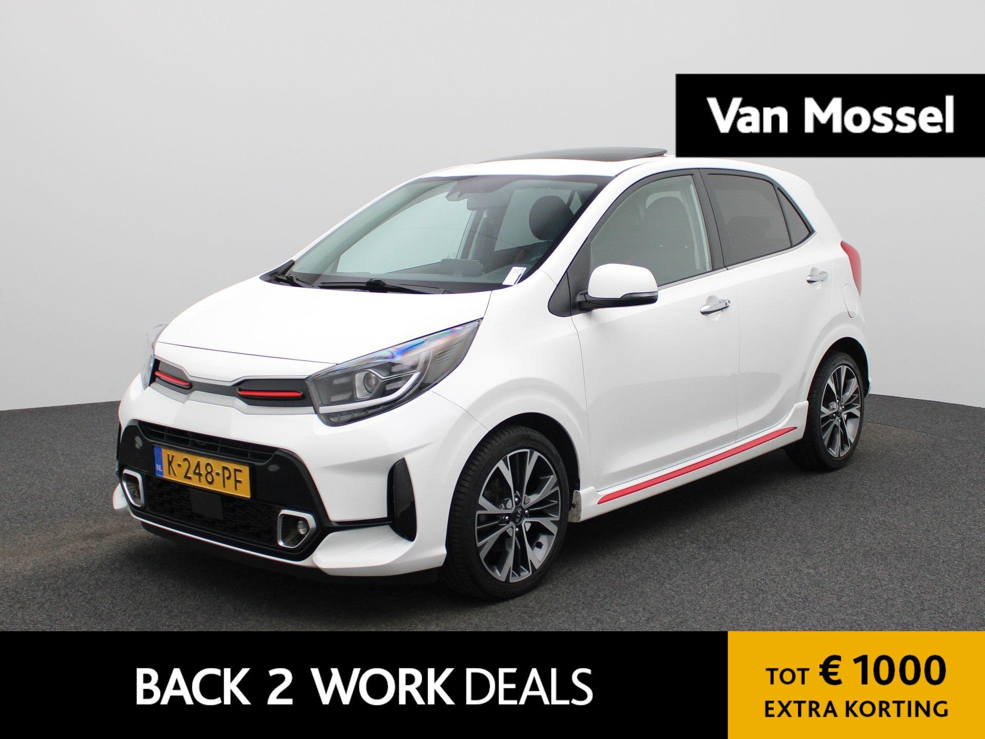 Kia Picanto 1.0 T-GDi GT-Line 5p | Navigatie | Schuifdak | S, Auto's, 101 pk, Gebruikt, Automatische klimaatregeling, Wit