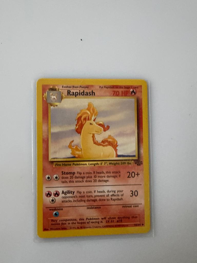 Pokémon Kaart: Rapidash (Base Set, 70 HP), Ophalen of Verzenden, Zo goed als nieuw, Losse kaart