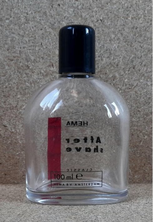 Vintage HEMA Aftershave Classic Lege Fles 100ml jaren 70/80, Verzamelen, Ophalen of Verzenden, Gebruikt, Verpakking