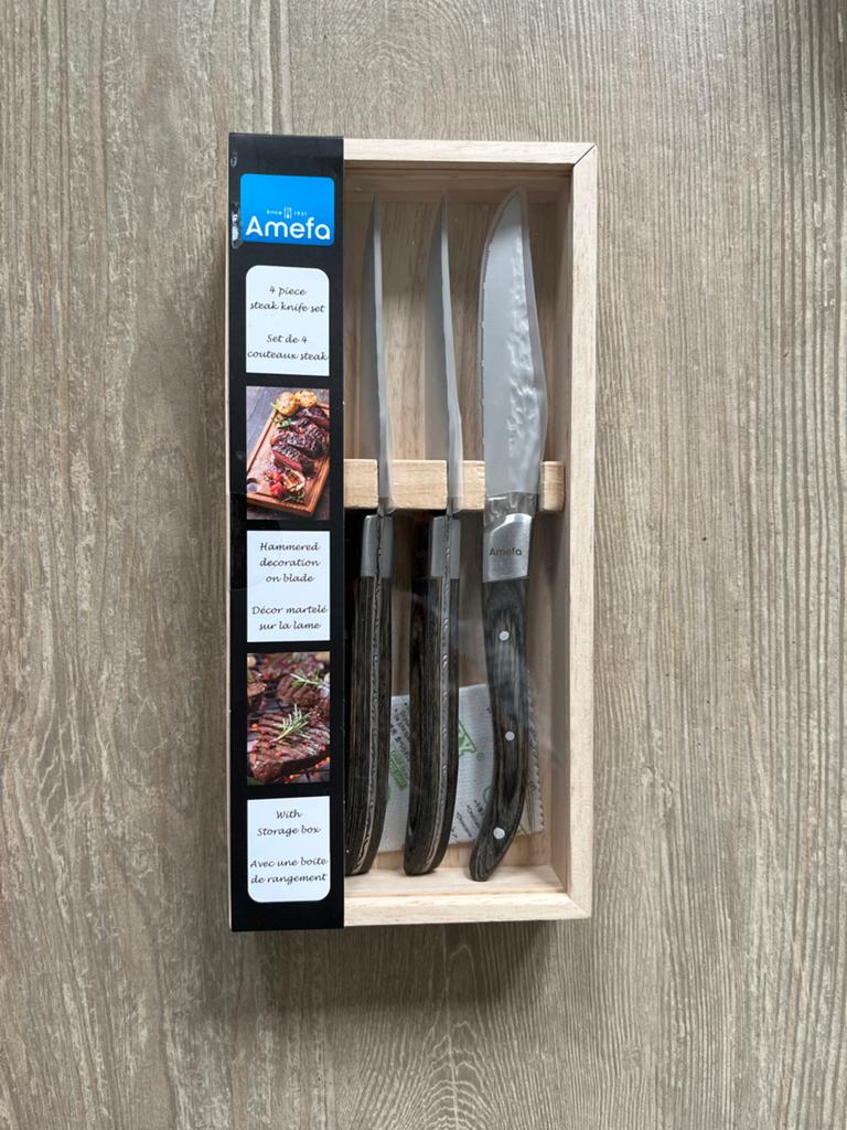 Amefa Royal Steak Messen Set van 4 met Opbergdoos, Ophalen of Verzenden, Nieuw, Rvs of Chroom
