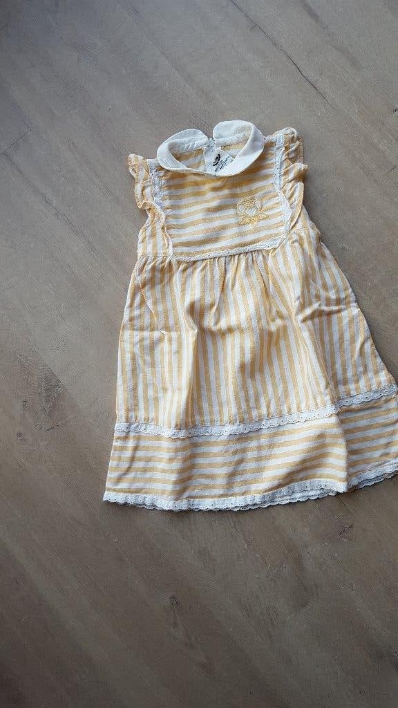 jurkje geel - wit streep maat 98 vintage, Gebruikt, Meisje, C & A, Ophalen of Verzenden