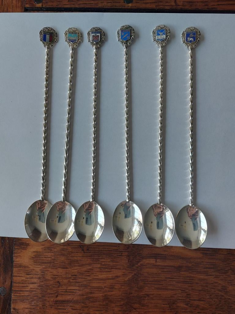 Set van 6  souvenirlepeltjes uit verschillende landen, Ophalen of Verzenden, Gebruikt