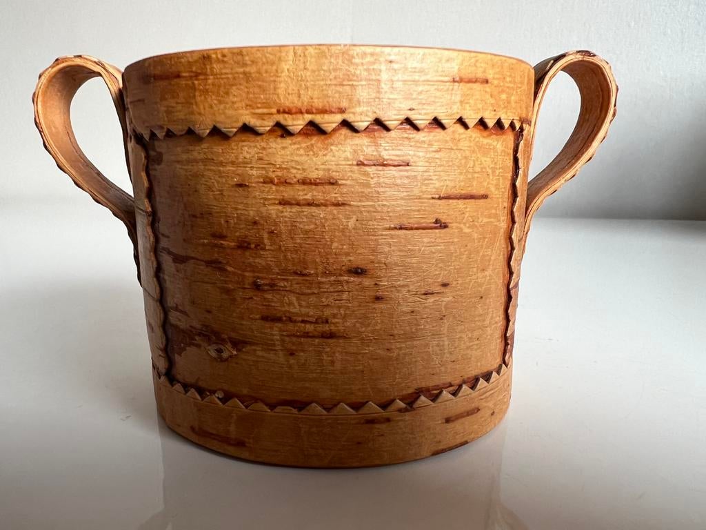 Vintage Berkenhout Bekerhouder Opbergbakje H T Rømskog 1980, Antiek en Kunst, Ophalen of Verzenden