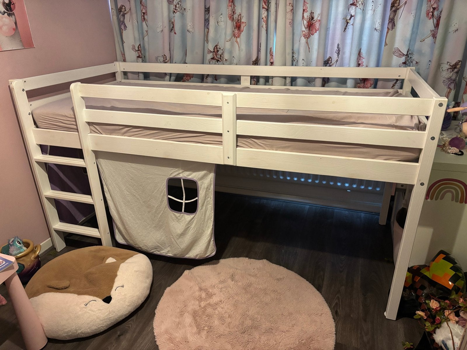Witte halfhoogslaper met speeltentje 90x200, Ophalen, Gebruikt, 90 cm, Eenpersoons