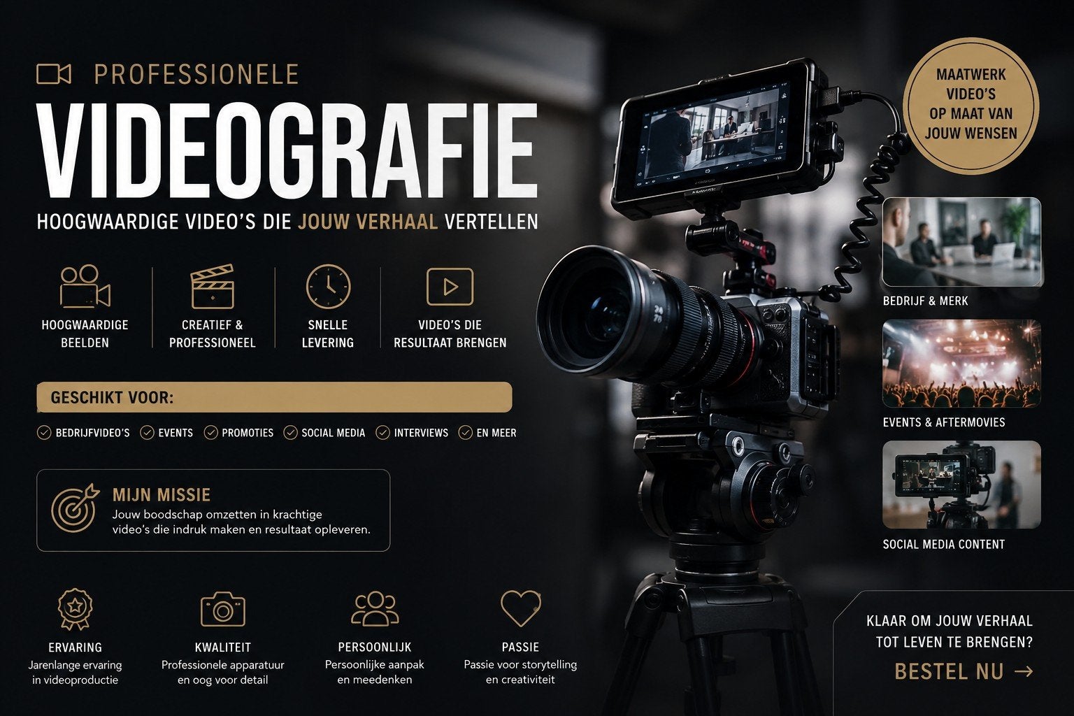 Videograaf, drone pilot, trouwvideograaf, video, film., Montage of Bewerking