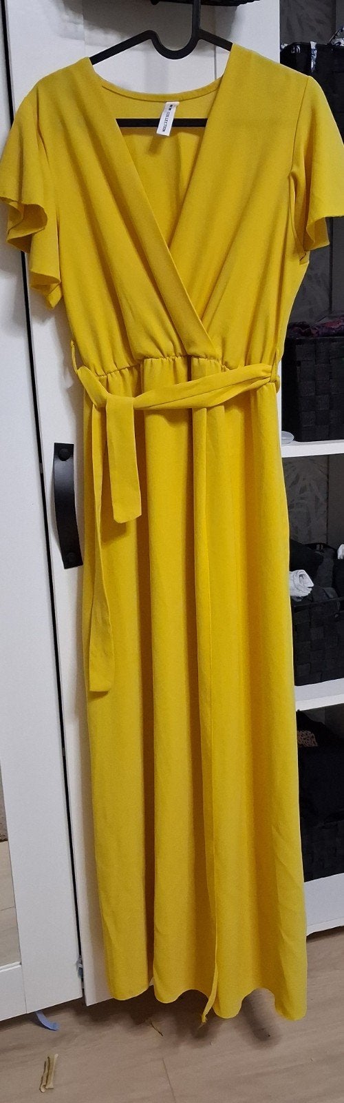 Zomerse Gele Maxi Jurk met Strikdetail, Maat 38/40 (M), Geel, Ophalen of Verzenden, Zo goed als nieuw