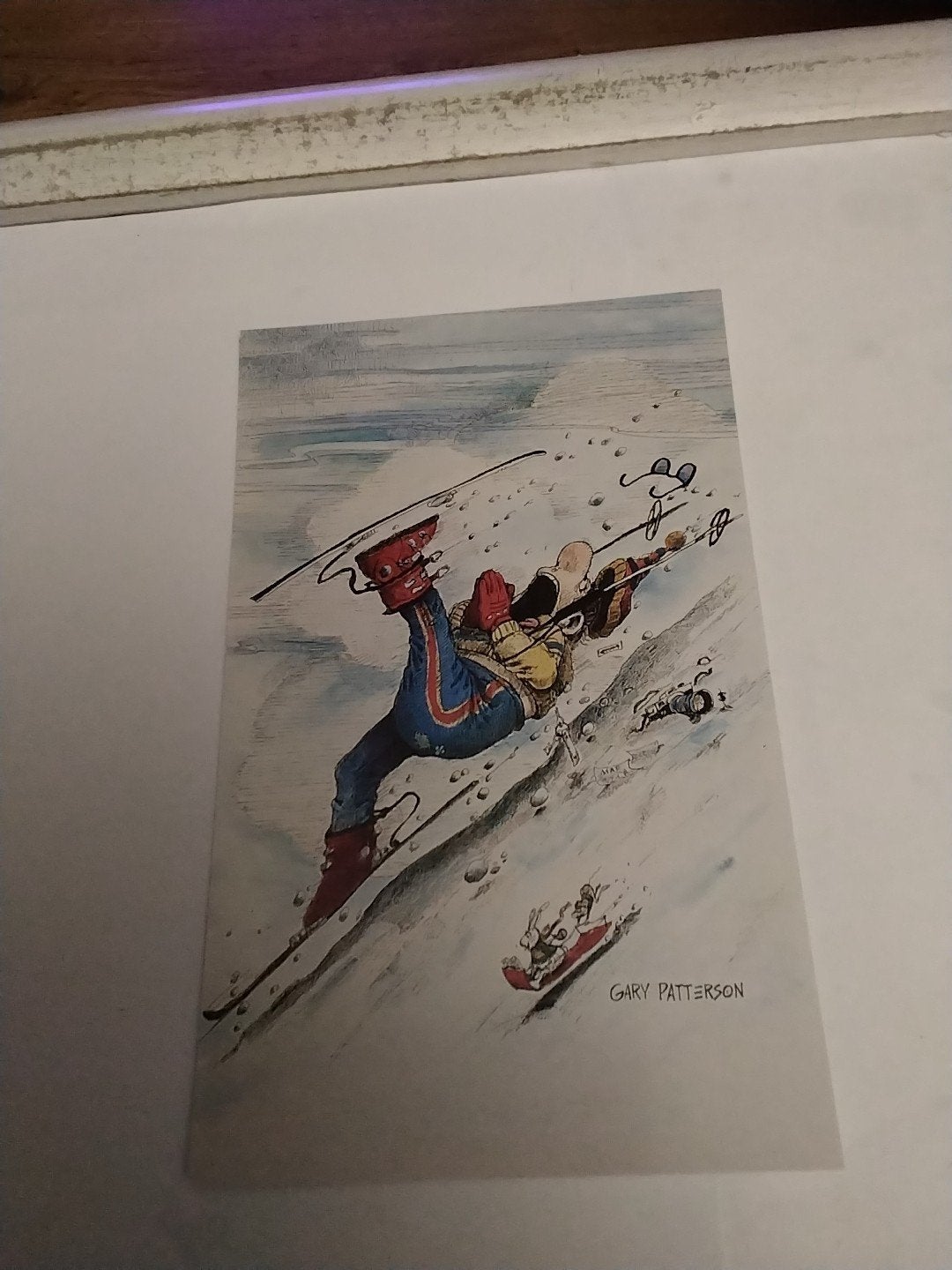 Vintage Ansichtkaart Gary Patterson Skiën Humor, Ophalen of Verzenden