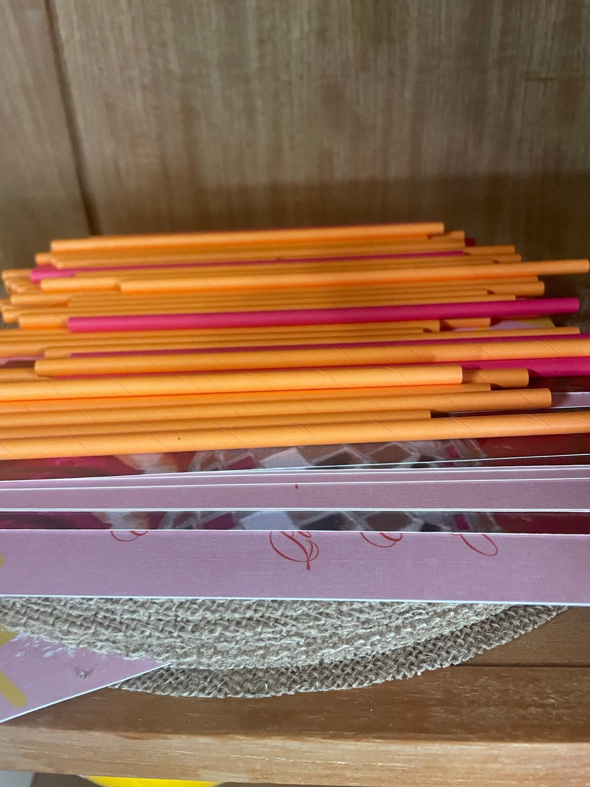 21 Diner/Feest accessoires Oranje/Roze Mexico stijl, Hobby en Vrije tijd, Feestartikelen, Ophalen, Gebruikt, Versiering, Overige