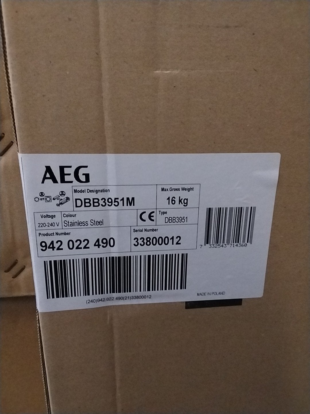 AEG DBB3951M Afzuigkap - Nieuw in doos, Ophalen