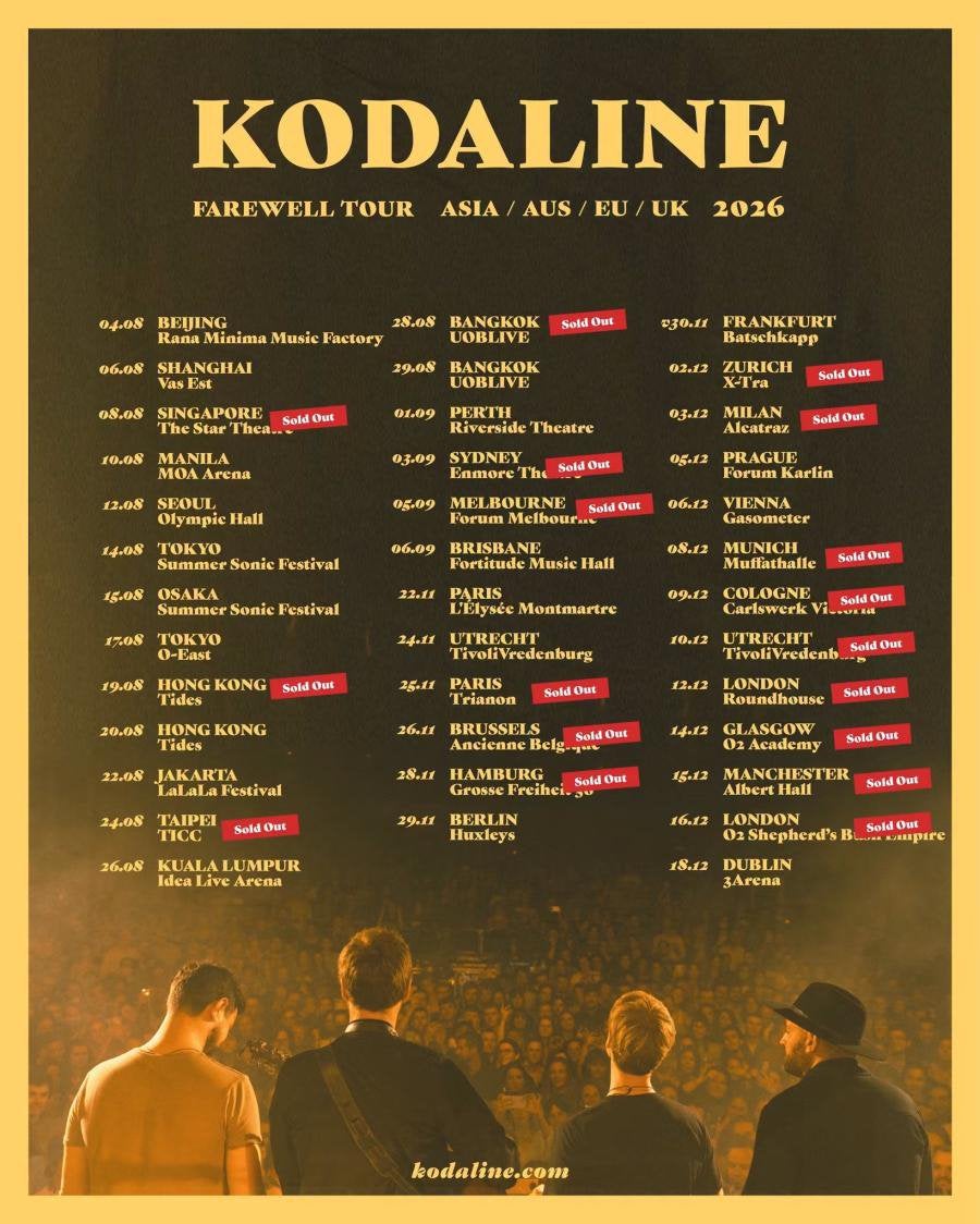 1x Ticket voor Kodaline Farewell Tour 24 November, Eén persoon, November