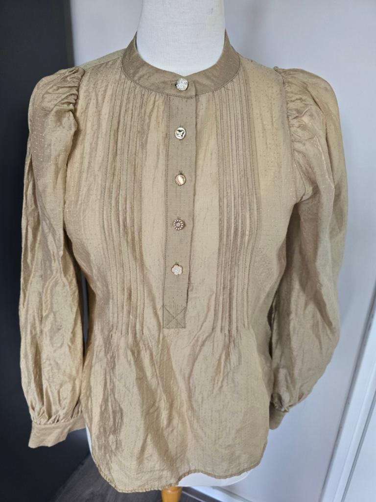 Aaiko Paula Dotted bronzen blouse XS, Kleding | Dames, Ophalen of Verzenden, Zo goed als nieuw, Maat 34 (XS) of kleiner
