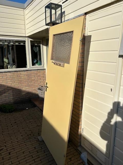 Opdek deur met raampje, Doe-het-zelf en Verbouw, Deuren en Horren, Ophalen, 80 tot 100 cm, Binnendeur, 200 tot 215 cm