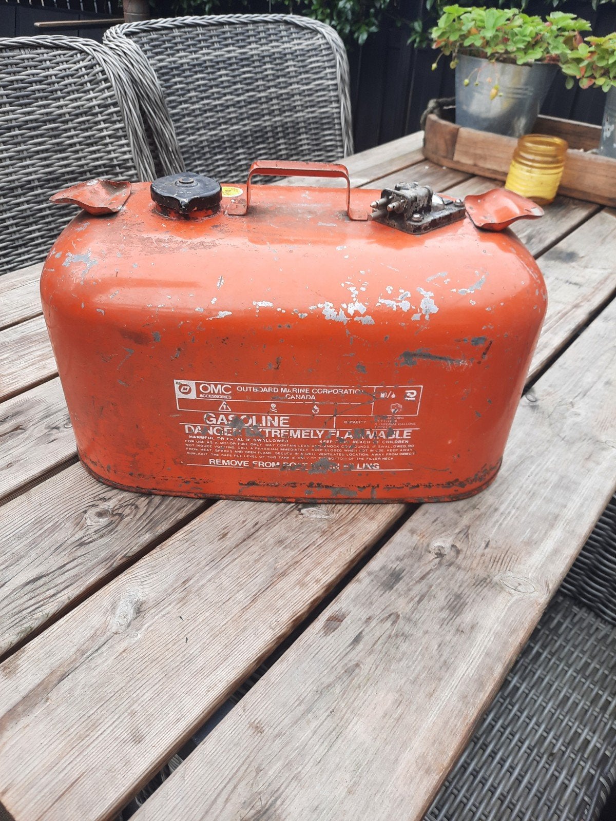 OMC Buitenboordmotor Brandstoftank - Vintage Oranje, Ophalen, Gebruikt, Motor en Techniek