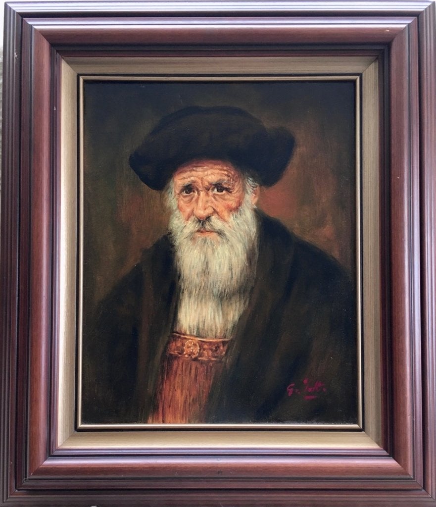 Schilderij J. van Pelt "oude man" uit 1988, Antiek en Kunst, Ophalen of Verzenden