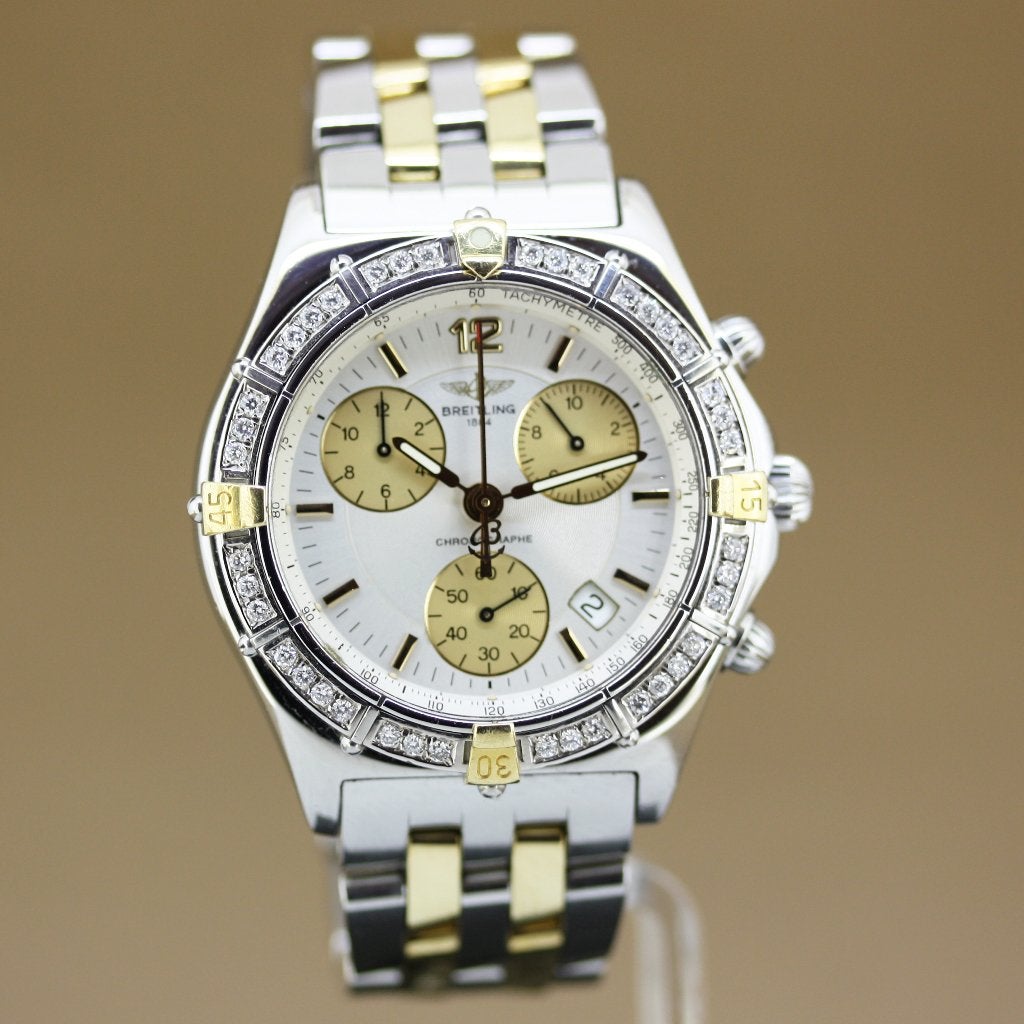 Breitling Chrono Sirius Staal-Goud Diamant., Staal, Gebruikt, Breitling, Polshorloge