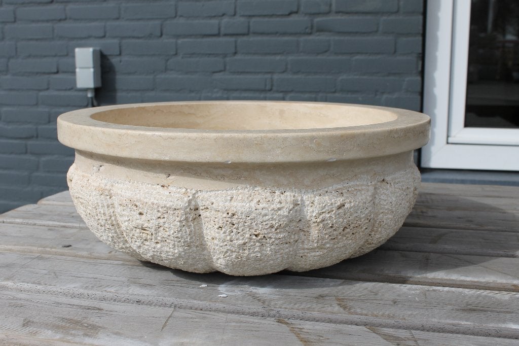 Waskom Travertin Classic Ø 41 cm, Ophalen, Nieuw, Steen, Wastafel