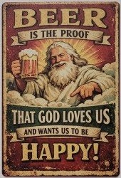Metalen Wandbord "Beer is the Proof" - Nieuw 20x30 cm, Metaal, Nieuw, Ophalen of Verzenden, Wandbord of Wandpaneel