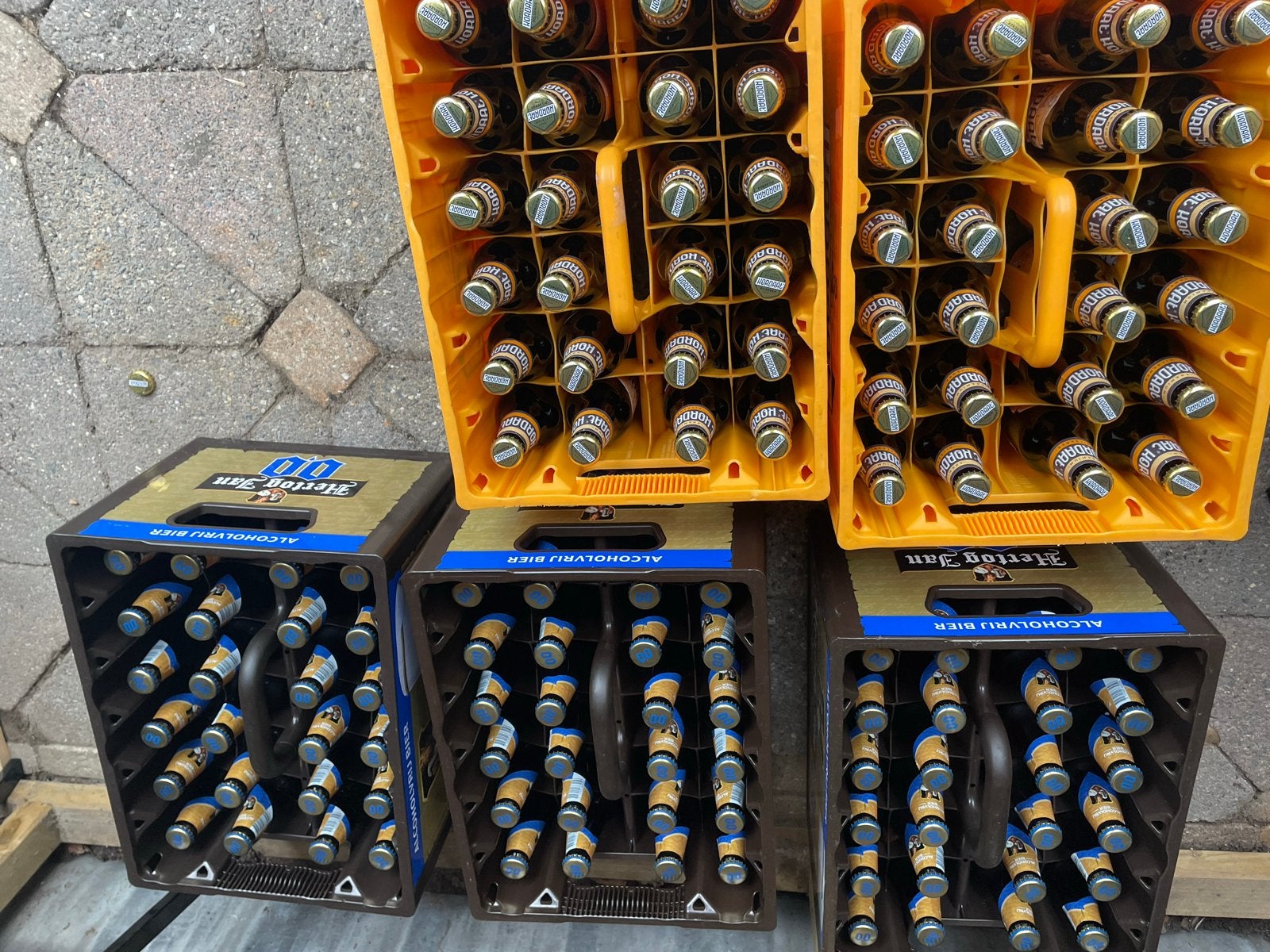 Kordaat Pilsener en Hertog Jan 0.0 kratten, Ophalen of Verzenden, Gebruikt, Flesje(s), Hertog Jan