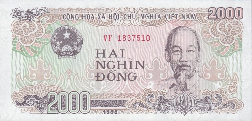 Vietnam bankbiljet 2000 Dong 1988, Pick 107a UNC, Postzegels en Munten, Bankbiljetten | Azië, Ophalen of Verzenden, Zuidoost-Azië