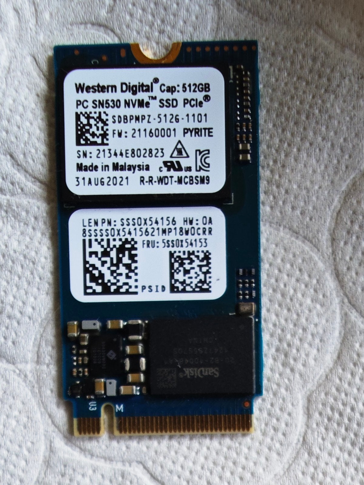 Western Digital SN530 PCIe 4.0 NVMe SSD 512GB (2242) ZGAN, Computers en Software, Intern, Western Digital, SSD, Ophalen of Verzenden