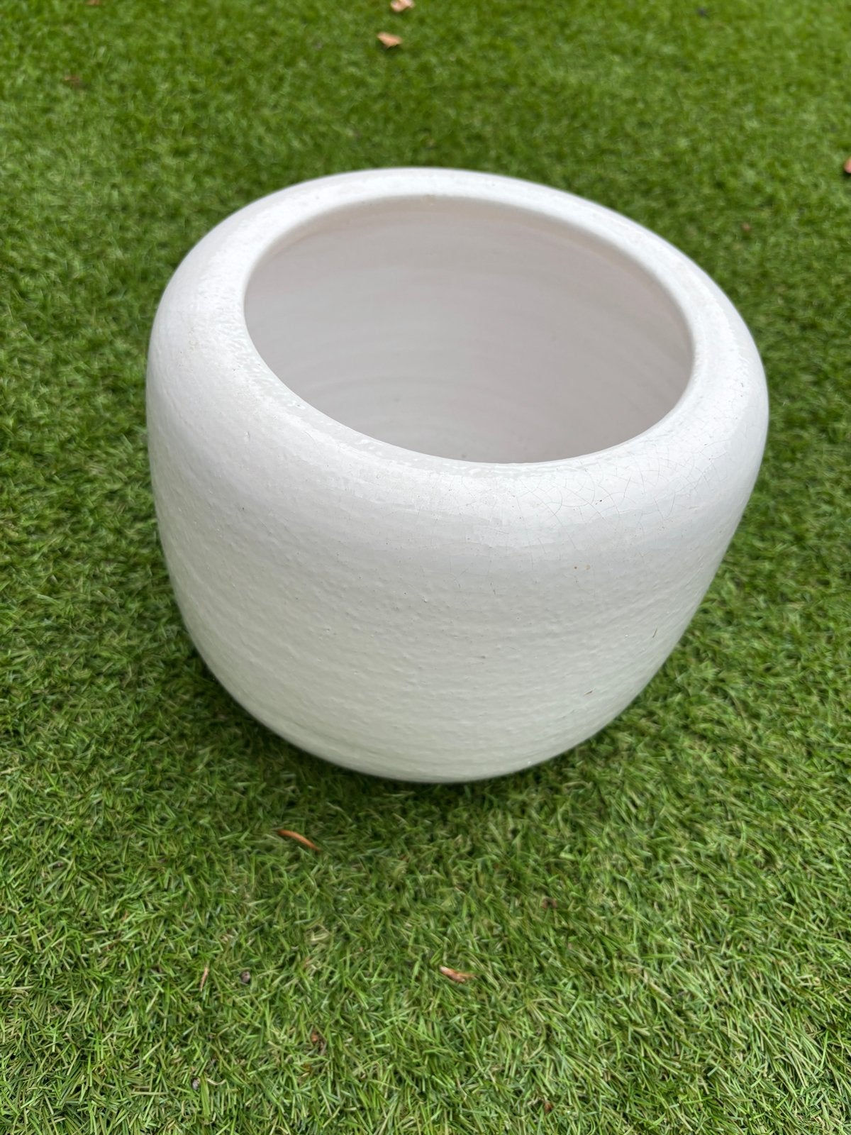 Witte bloempot, Tuin en Terras, 25 tot 40 cm, Gebruikt, Rond, Binnen