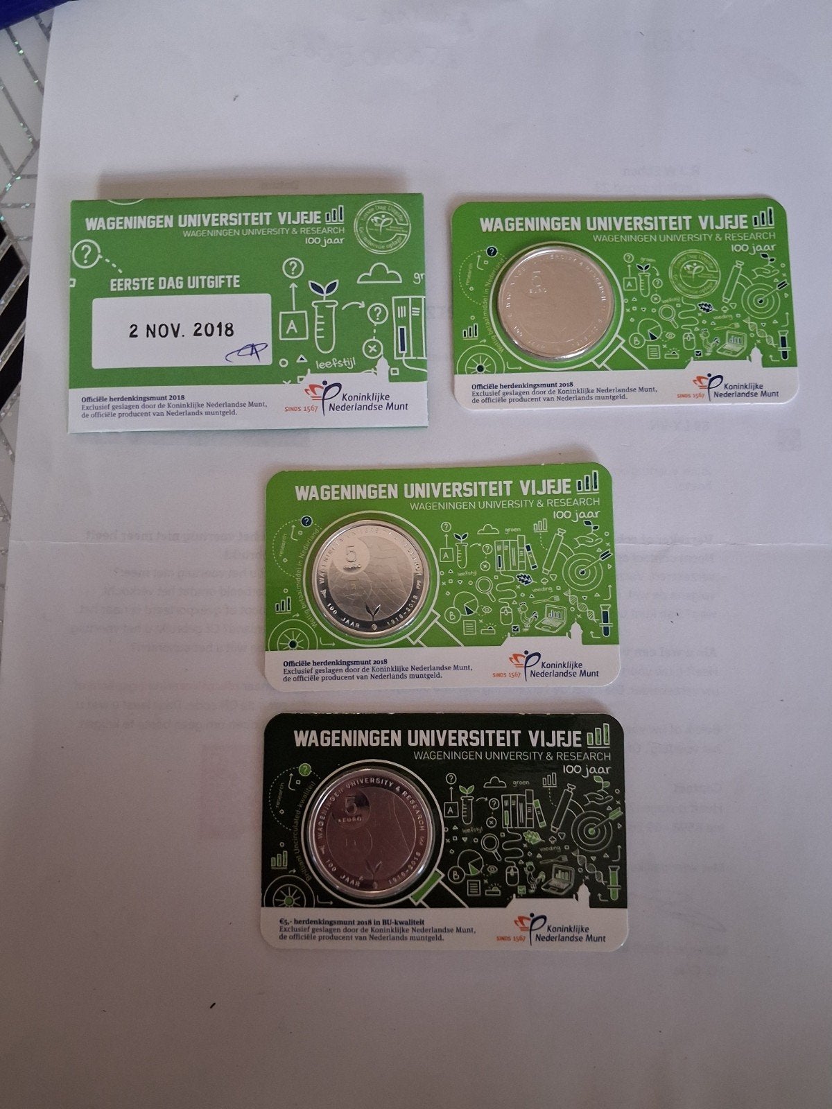 Complete set coincards Wageningen universiteit 2018, Postzegels en Munten, Ophalen of Verzenden, Koningin Beatrix, Euro's