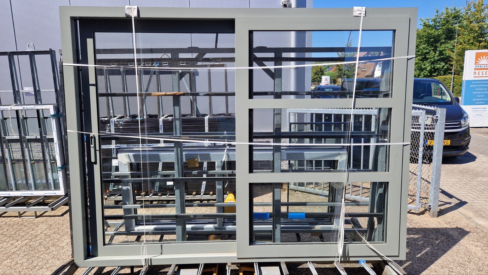 Schuifpui aluminium cementgrijs 3000x2247mm, Ophalen, 225 cm of meer, Aluminium, Zo goed als nieuw