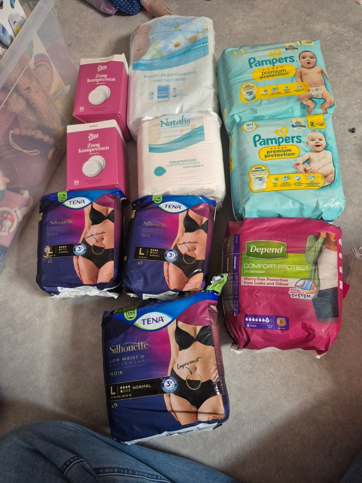 Kraampakket:Zoogkompressen, Kraamverband, Inlegverband, Pamp, Ophalen of Verzenden, Nieuw