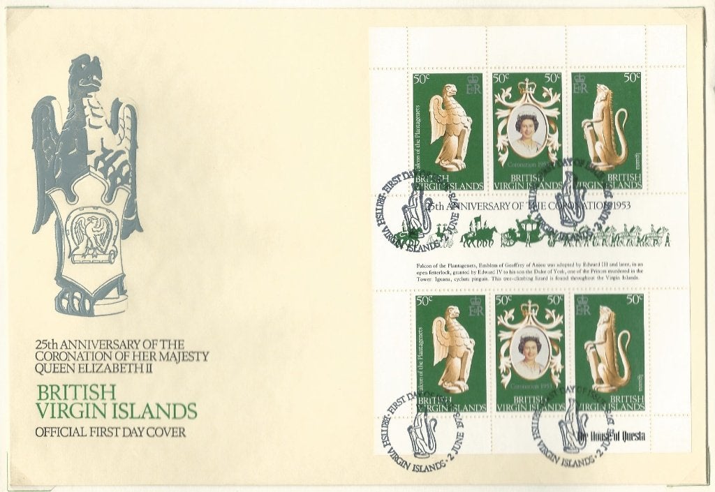 BR. VIRGIN Isl. 1978 25th. Anniv. Coronation Sheetlet op FDC, Postzegels en Munten, Verzenden, Gestempeld, Koningshuis