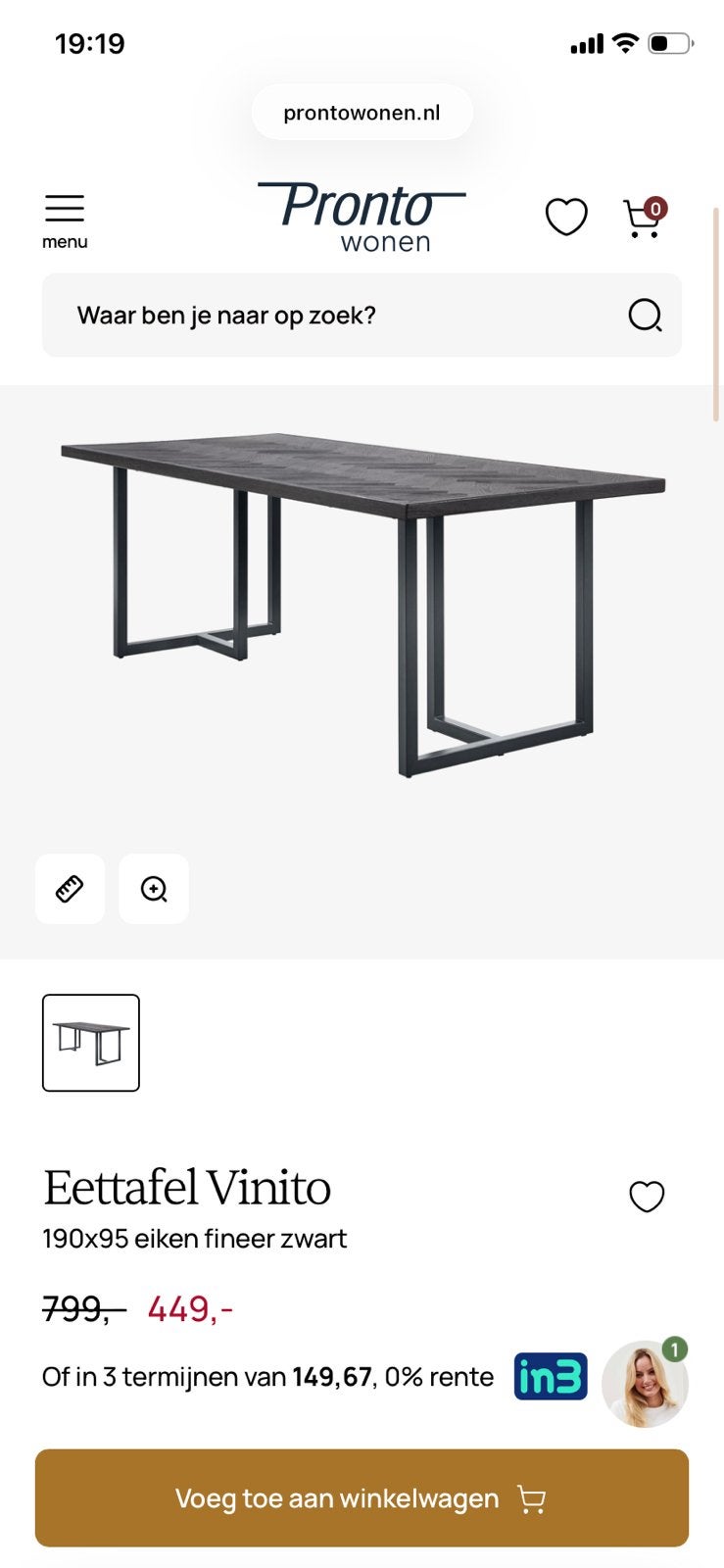 Eettafel vinito, zwart met 4 eetkamerstoelen, Ophalen, Gebruikt, 75 cm of meer, 150 tot 200 cm