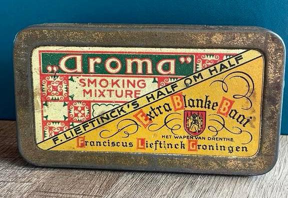 Oud tabaksblikje F. Lieftinck Groningen jaren’40, Ophalen of Verzenden, Gebruikt, Overige