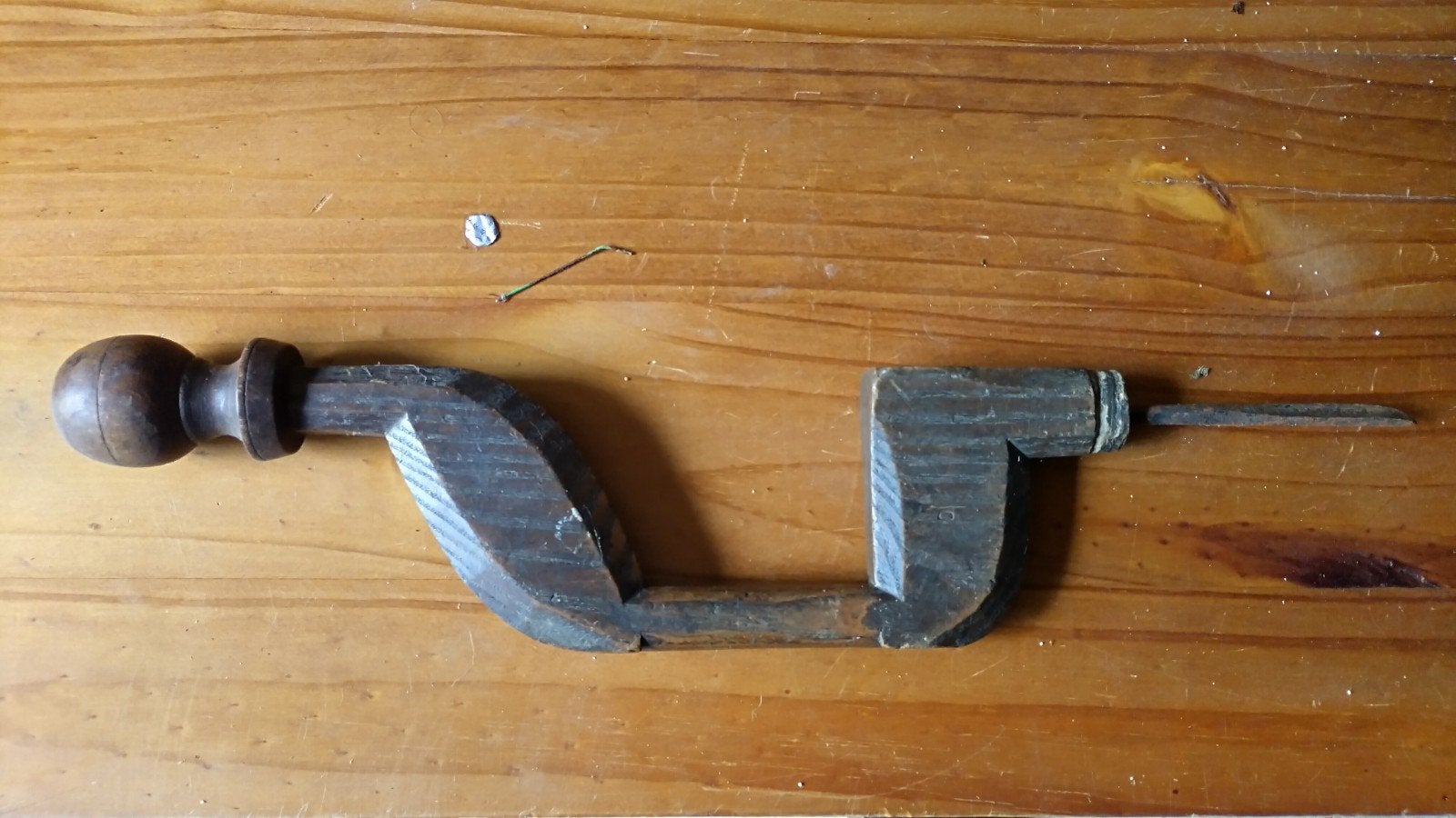 Antieke houten handboor - Vintage gereedschap, Ophalen of Verzenden
