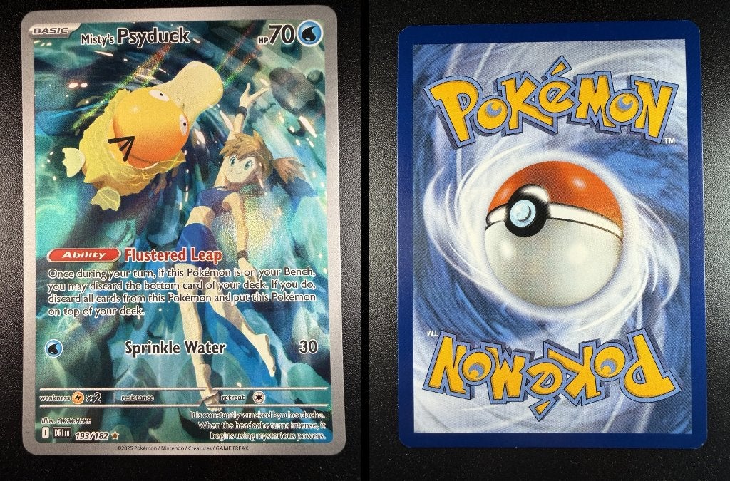Misty's Psyduck 193/182 IR English NM, Ophalen of Verzenden, Zo goed als nieuw, Losse kaart, Foil