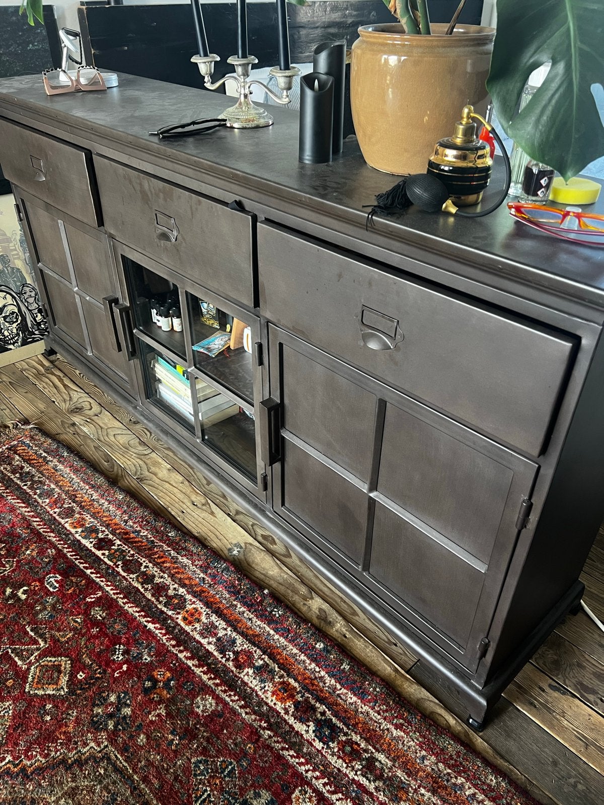 Metalen kast 180x40x85 cm - Industrieel design, Ophalen, Gebruikt, 150 tot 200 cm, Metaal