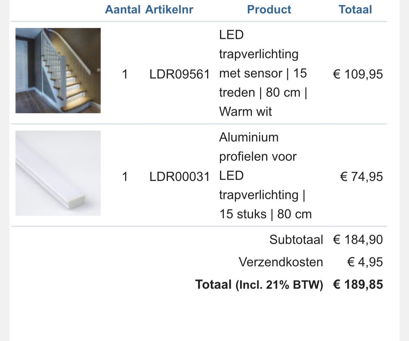 LED strips en profielen voor trapverlichting - complete set, Metaal, Overige merken, Nieuw, Ophalen of Verzenden