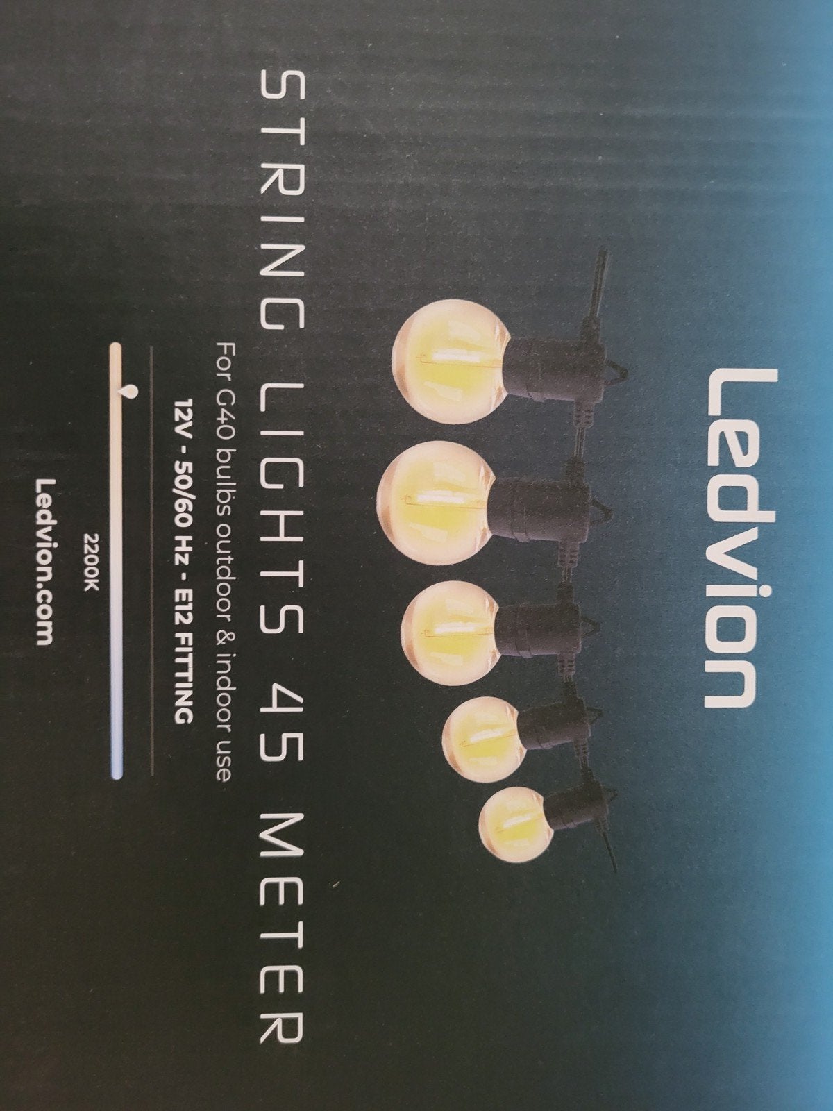 Ledvion String Lights - 45 meter - G40 E12 - IP54, Overige merken, Waterbestendig, Kunststof, Zwart