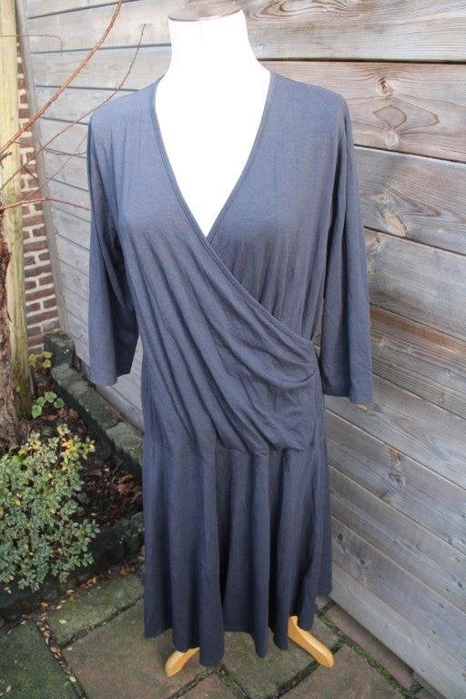 Overslagjurk donkerblauw Edgar Vos mt M Vaste prijs, Kleding | Dames, Maat 38/40 (M), Blauw, Zo goed als nieuw, Onder de knie