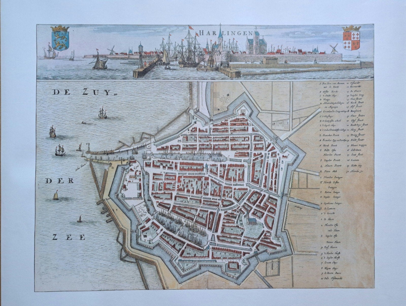 Kleurenreproductie 17e eeuwse stadsplattegrond Harlingen, Ophalen