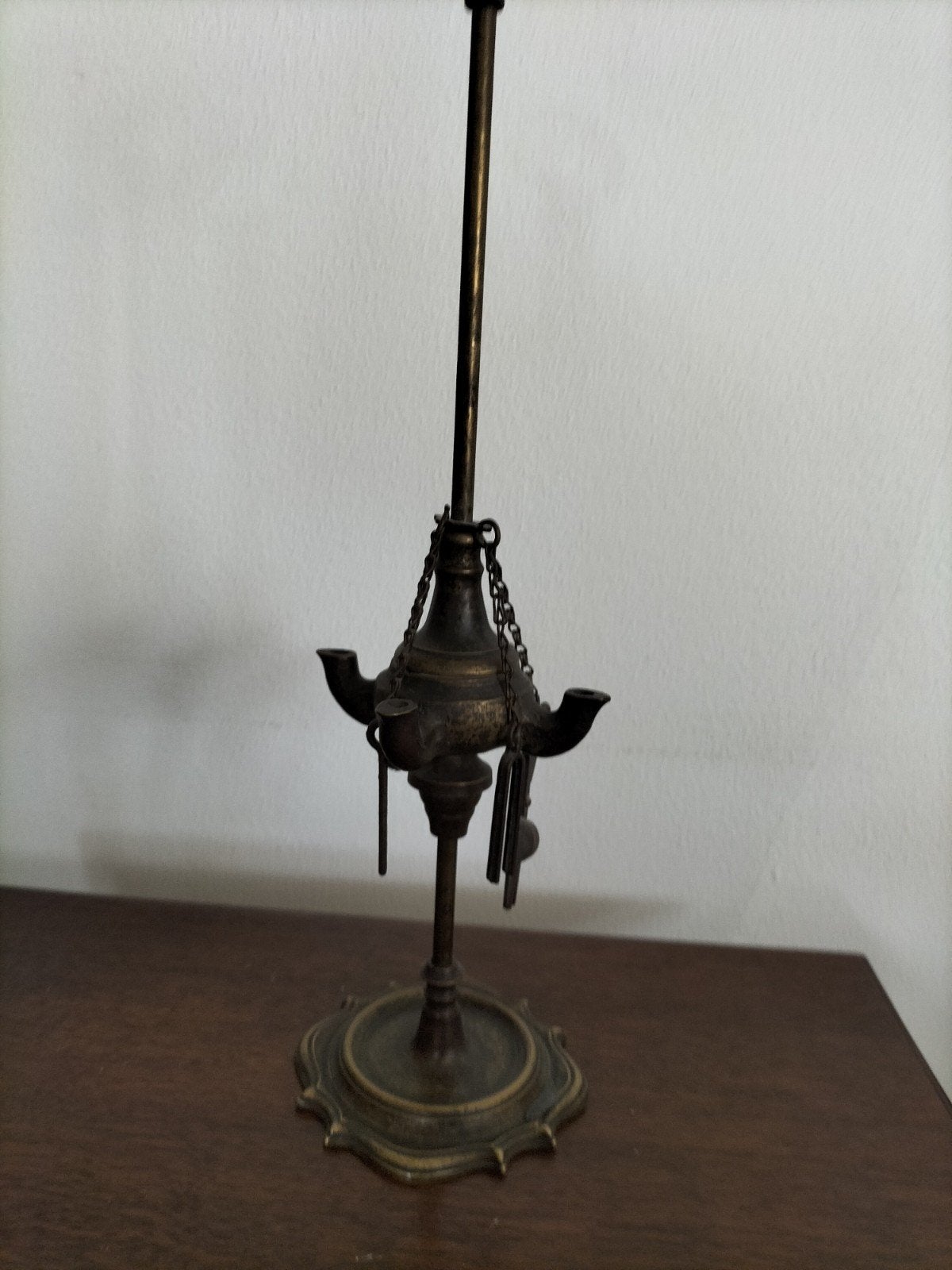 olielamp op standaard - messing, Antiek en Kunst, Ophalen