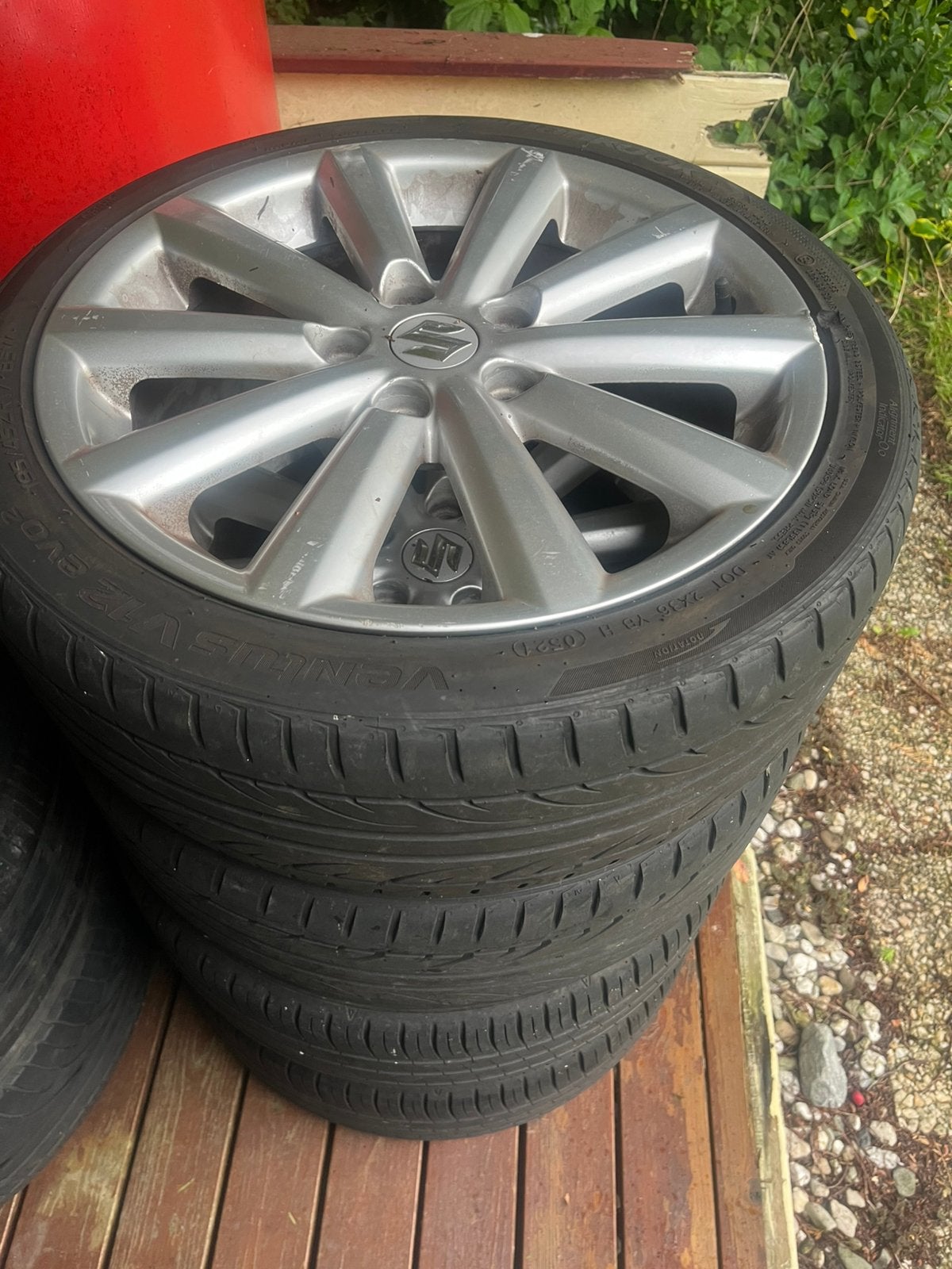 Originele Swift 5x114,3 sport velgen banden 195 45 17, Ophalen, Gebruikt, Suzuki