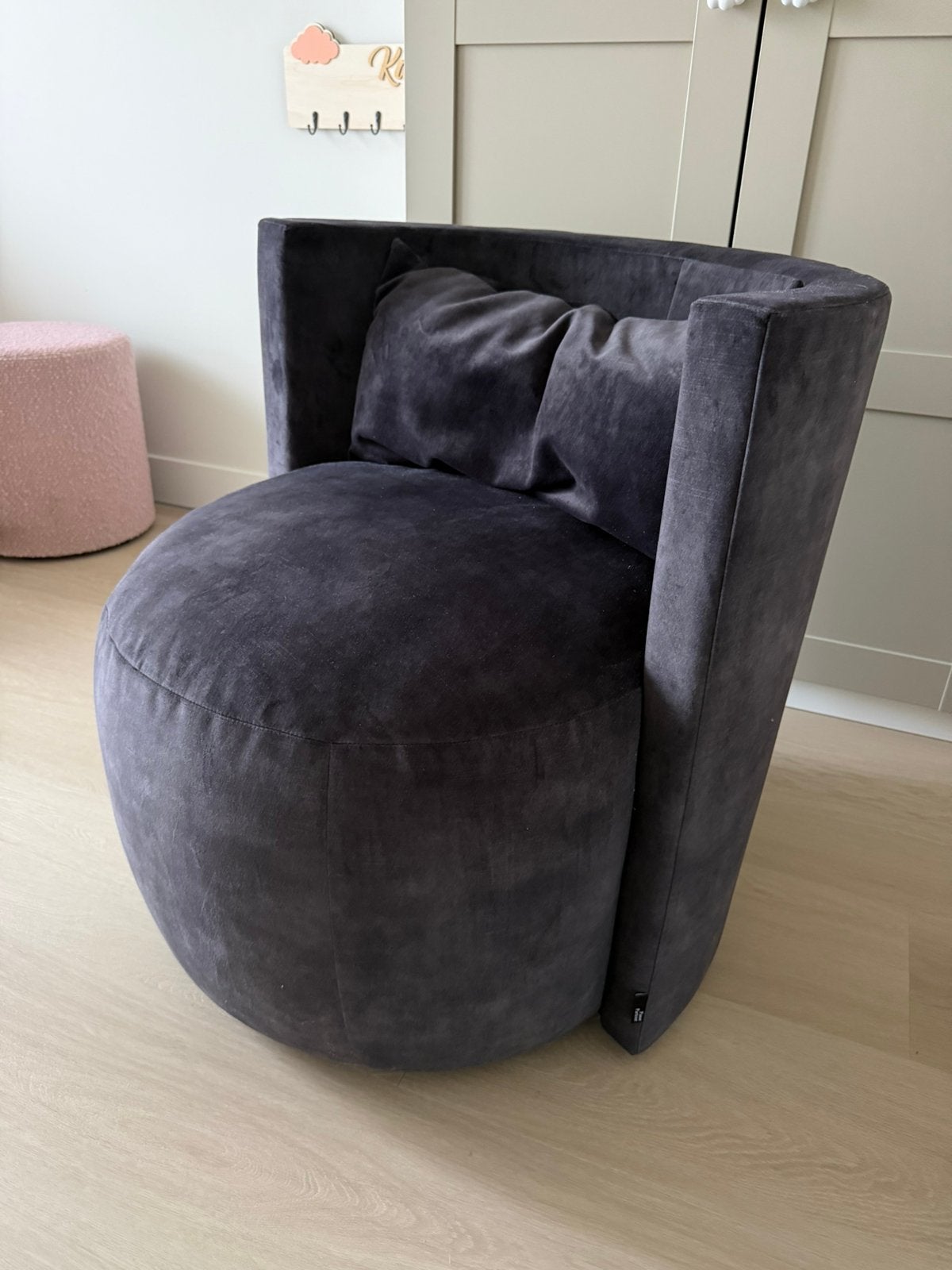 Stijlvolle grijze fluwelen fauteuil - Passe Partout, Ophalen, 75 tot 100 cm, Stof, 50 tot 75 cm