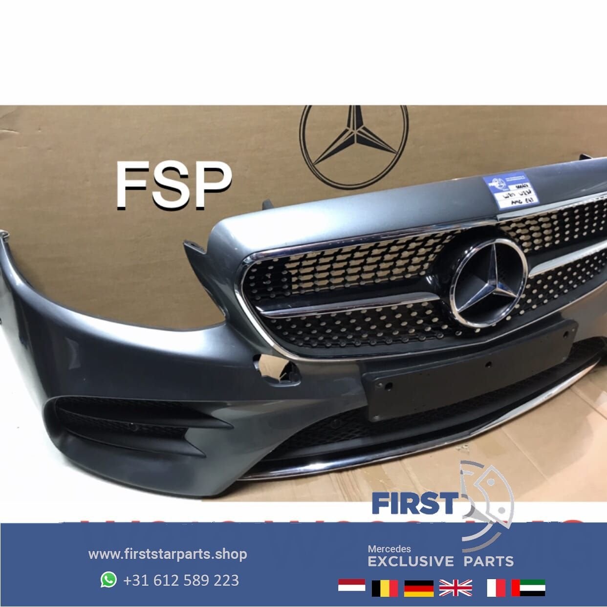 W238 E43 E53 AMG VOORBUMPER GRIJS + DIAMOND GRIL Mercedes E, Gebruikt, -, Voor, Ophalen of Verzenden