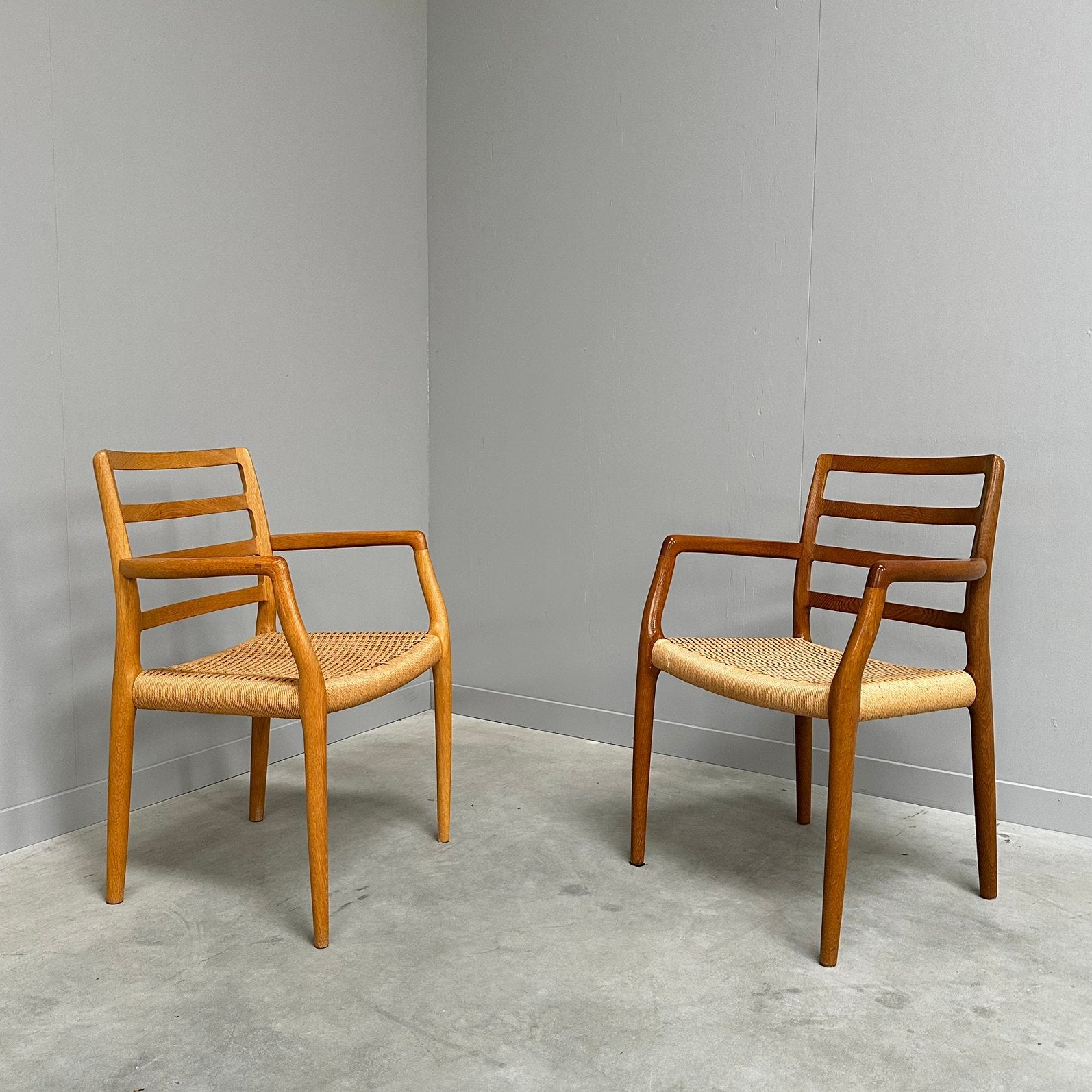 Vintage deens design stoelen Møller jaren 60 70 midcentury, Ophalen, Gebruikt, Twee, Bruin