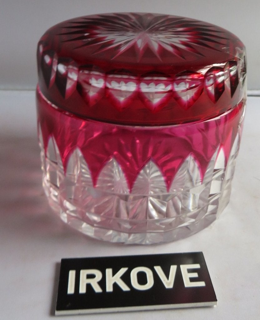 KRISTAL DEKSELDOOSJE * Cranberry *, Antiek en Kunst, Antiek | Glas en Kristal, Verzenden