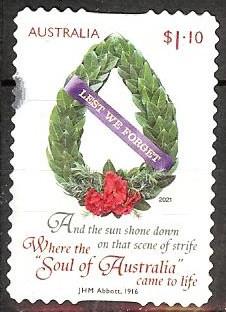 369 Australië 2021 Lest We Forget s/a, Verzenden, Gestempeld